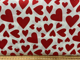 Rose And Hubble Ivory Cotton Poplin Fabric - Hearts Printed Valentine's Cotton Fabrics Craft Fabric Material (Ideal for Valentine's Day, Quilting)